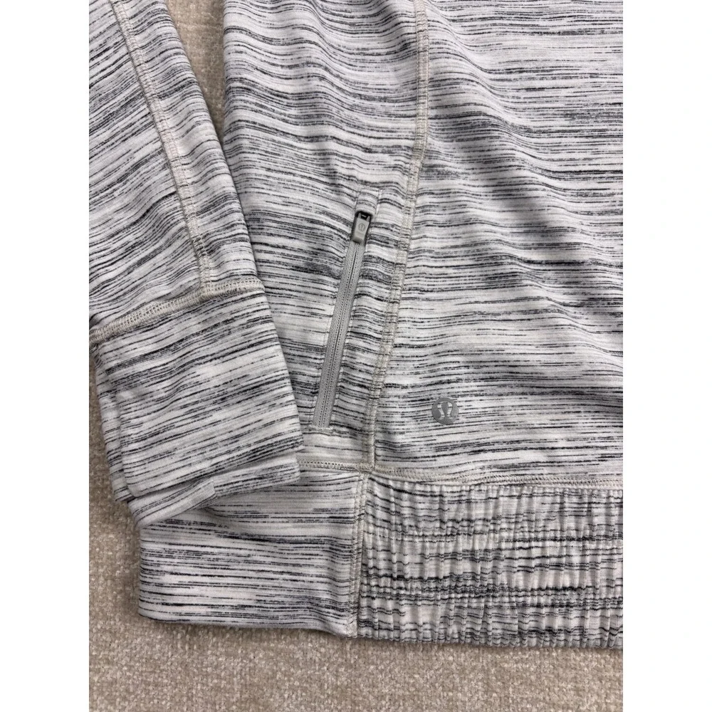 Lululemon Space Dye Crossover Hooded Pullover Running Top White Black Size 8